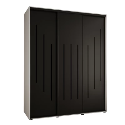 Šatní skříň YVONA 8 - 190/60 cm, bílá / černá / černá