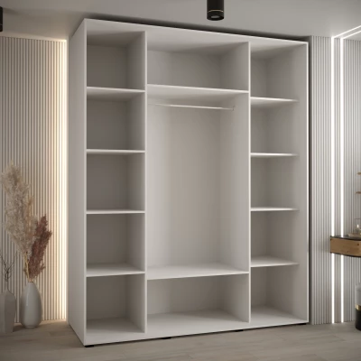 Šatní skříň YVONA 8 - 190/60 cm, bílá / dub artisan / černá