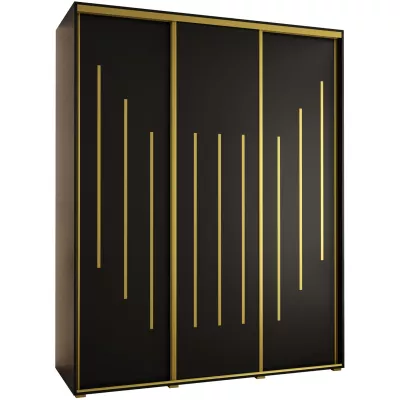 Šatní skříň YVONA 8 - 200/60 cm, černá / zlatá