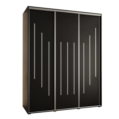 Šatní skříň YVONA 8 - 200/60 cm, černá / stříbrná