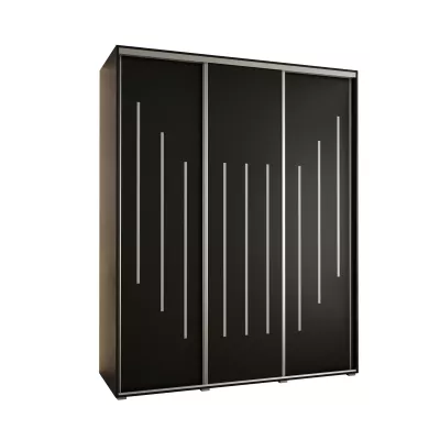 Šatní skříň YVONA 8 - 200/60 cm, černá / stříbrná