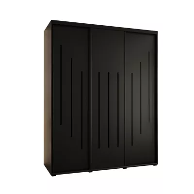 Šatní skříň YVONA 8 - 200/60 cm, černá / černá
