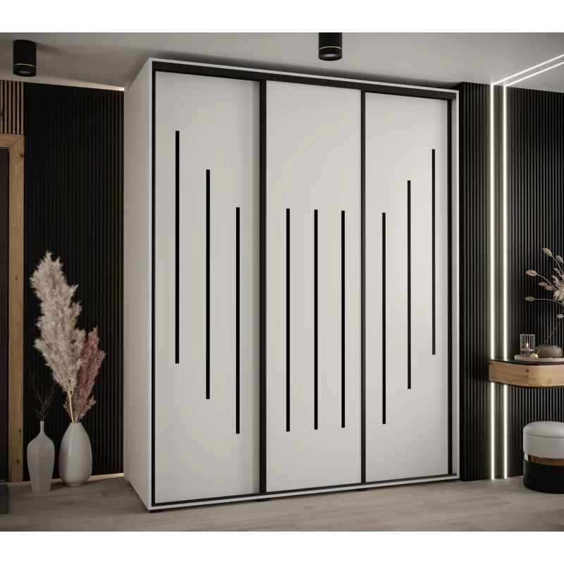 Šatní skříň YVONA 8 - 200/60 cm, bílá / černá