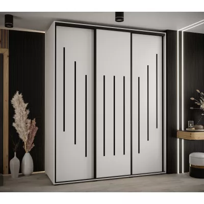 Šatní skříň YVONA 8 - 200/60 cm, bílá / černá