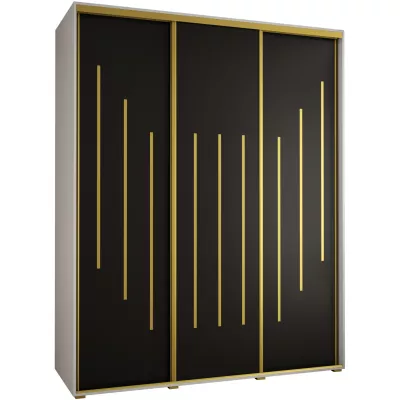 Šatní skříň YVONA 8 - 200/60 cm, bílá / černá / zlatá