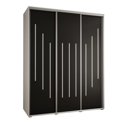 Šatní skříň YVONA 8 - 200/60 cm, bílá / černá / stříbrná