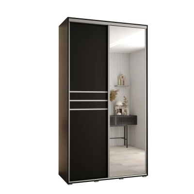 Šatní skříň YVONA 11 - 140/45 cm, černá / stříbrná