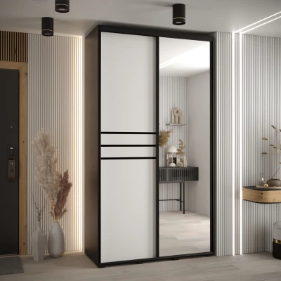 Šatní skříň YVONA 11 - 140/45 cm, černá / bílá / černá