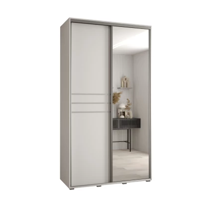 Šatní skříň YVONA 11 - 140/45 cm, bílá / stříbrná