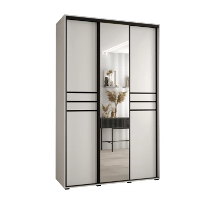 Šatní skříň YVONA 11 - 150/45 cm, bílá / černá