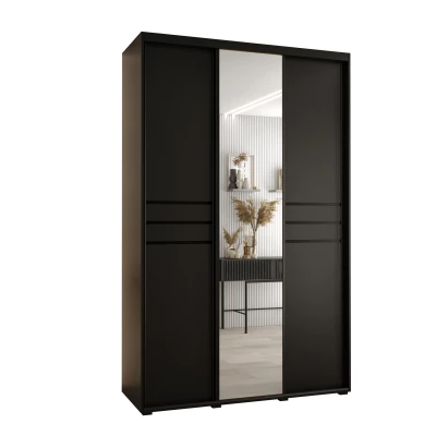 Šatní skříň YVONA 11 - 150/45 cm, černá / černá