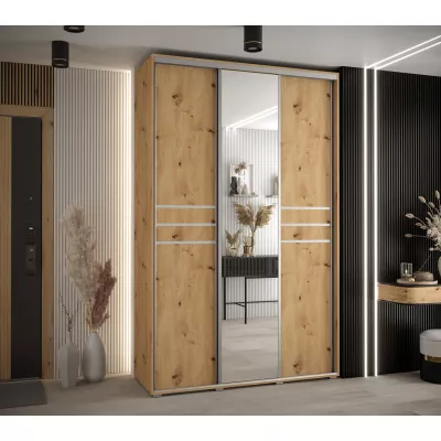 Šatní skříň YVONA 11 - 150/45 cm, dub artisan / stříbrná