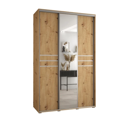 Šatní skříň YVONA 11 - 150/45 cm, dub artisan / stříbrná