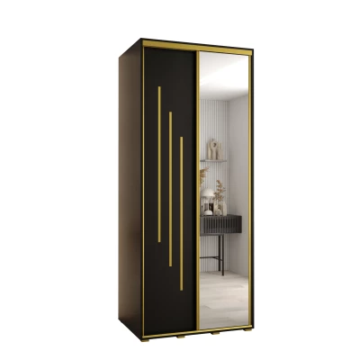 Šatní skříň YVONA 9 - 100/60 cm, černá / zlatá