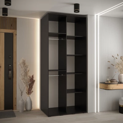 Šatní skříň YVONA 9 - 100/60 cm, černá / černá