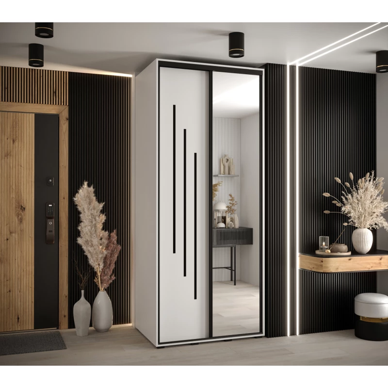 Šatní skříň YVONA 9 - 100/60 cm, bílá / černá