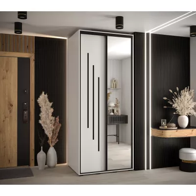 Šatní skříň YVONA 9 - 100/60 cm, bílá / černá