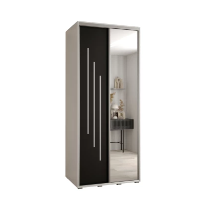 Šatní skříň YVONA 9 - 100/60 cm, bílá / černá / stříbrná