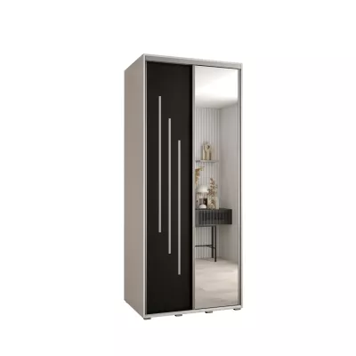Šatní skříň YVONA 9 - 100/60 cm, bílá / černá / stříbrná
