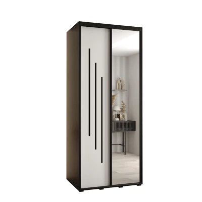 Šatní skříň YVONA 9 - 110/60 cm, černá / bílá / černá