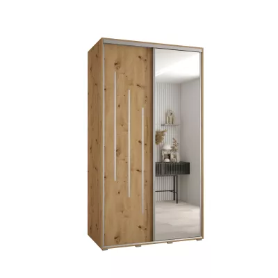 Šatní skříň YVONA 9 - 130/60 cm, dub artisan / stříbrná