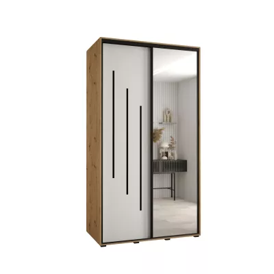 Šatní skříň YVONA 9 - 130/60 cm, dub artisan / bílá / černá