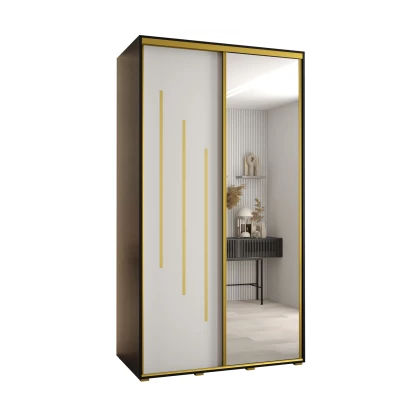 Šatní skříň YVONA 9 - 130/60 cm, černá / bílá / zlatá