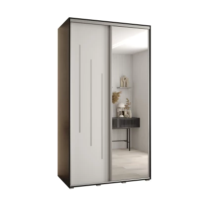 Šatní skříň YVONA 9 - 130/60 cm, černá / bílá / stříbrná