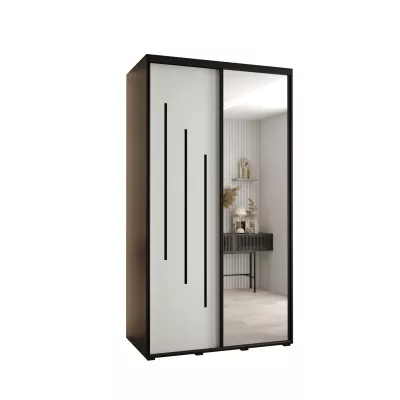 Šatní skříň YVONA 9 - 130/60 cm, černá / bílá / černá