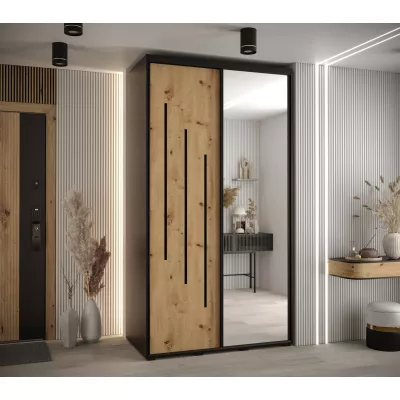 Šatní skříň YVONA 9 - 130/60 cm, černá / dub artisan / černá