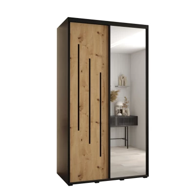 Šatní skříň YVONA 9 - 130/60 cm, černá / dub artisan / černá