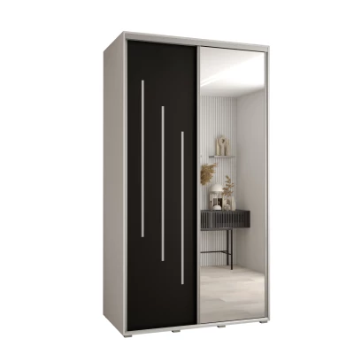 Šatní skříň YVONA 9 - 130/60 cm, bílá / černá / stříbrná