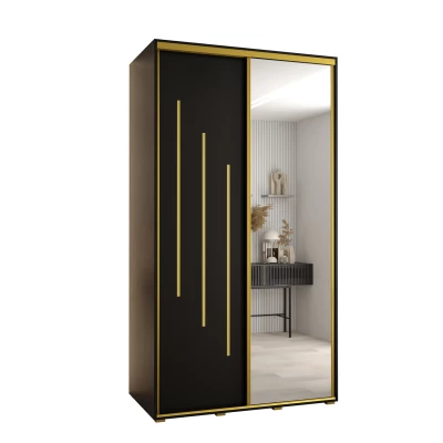 Šatní skříň YVONA 9 - 140/60 cm, černá / zlatá