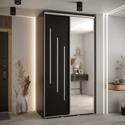 Šatní skříň YVONA 9 - 140/60 cm, černá / stříbrná