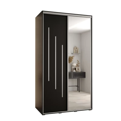 Šatní skříň YVONA 9 - 140/60 cm, černá / stříbrná