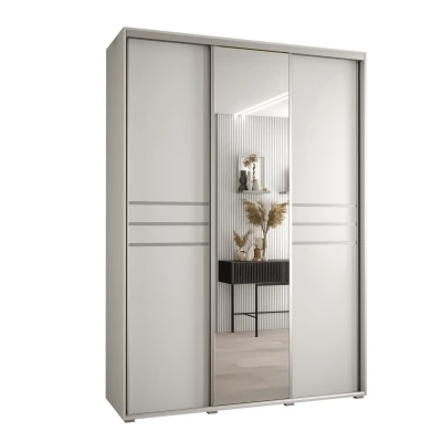 Šatní skříň YVONA 11 - 170/45 cm, bílá / stříbrná