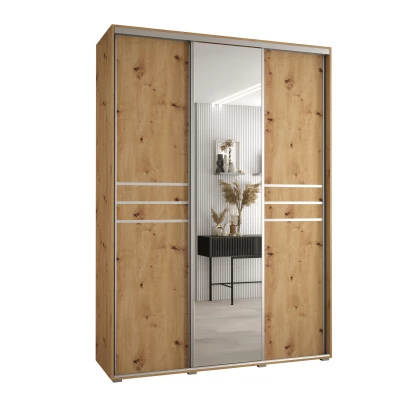 Šatní skříň YVONA 11 - 170/45 cm, dub artisan / stříbrná