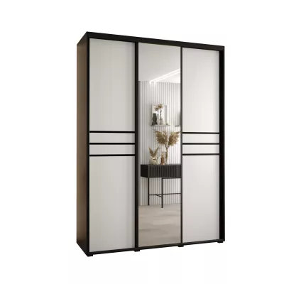 Šatní skříň YVONA 11 - 180/45 cm, černá / bílá / černá