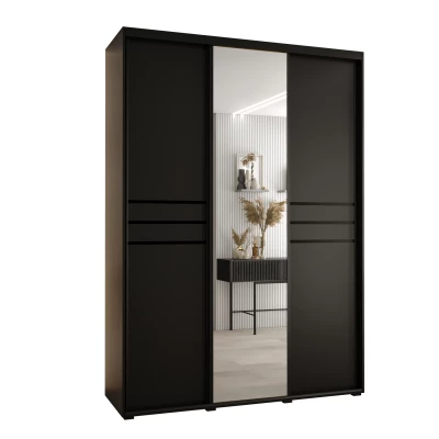 Šatní skříň YVONA 11 - 180/45 cm, černá / černá