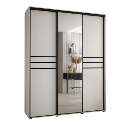 Šatní skříň YVONA 11 - 190/45 cm, bílá / černá