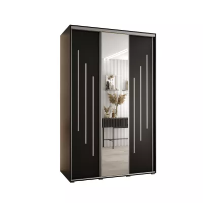 Šatní skříň YVONA 9 - 150/60 cm, černá / stříbrná