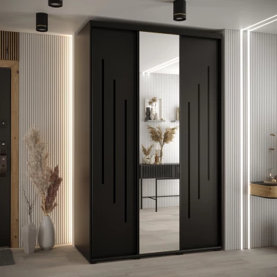 Šatní skříň YVONA 9 - 150/60 cm, černá / černá