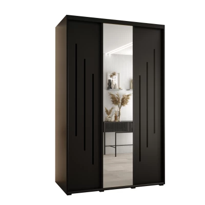 Šatní skříň YVONA 9 - 150/60 cm, černá / černá
