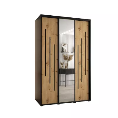 Šatní skříň YVONA 9 - 150/60 cm, černá / dub artisan / černá