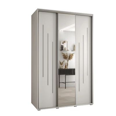 Šatní skříň YVONA 9 - 150/60 cm, bílá / stříbrná