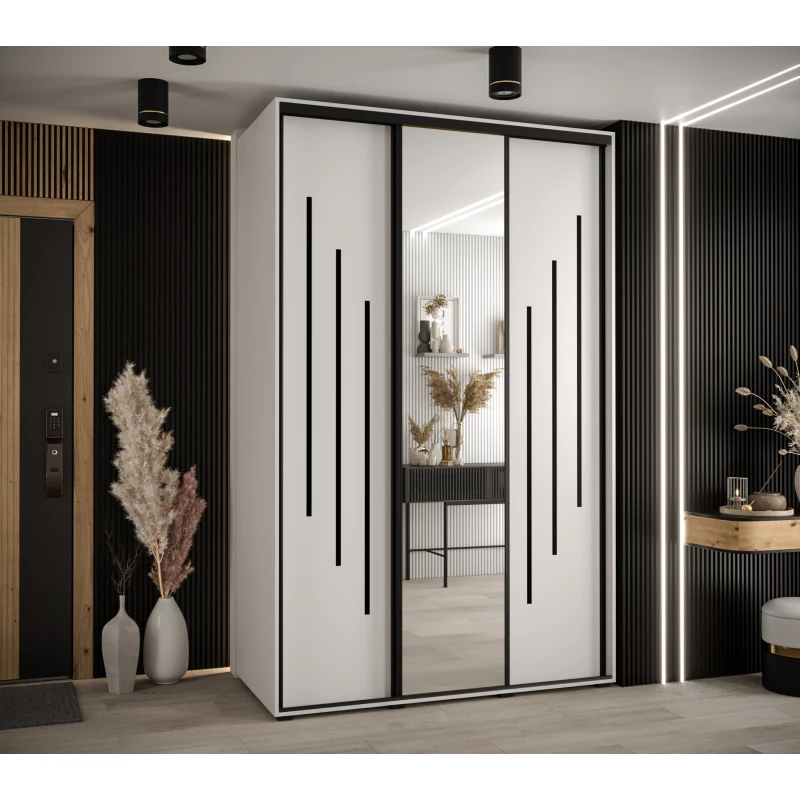 Šatní skříň YVONA 9 - 150/60 cm, bílá / černá