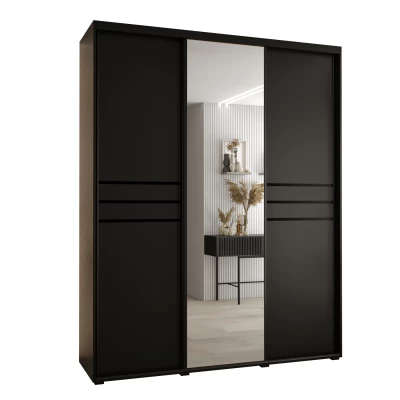 Šatní skříň YVONA 11 - 190/45 cm, černá / černá