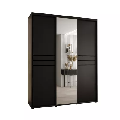 Šatní skříň YVONA 11 - 190/45 cm, černá / černá