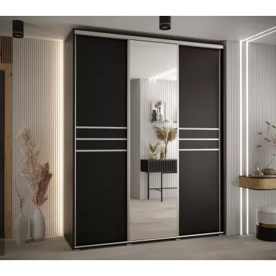 Šatní skříň YVONA 11 - 190/45 cm, černá / stříbrná