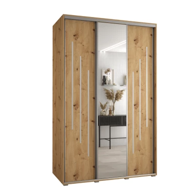Šatní skříň YVONA 9 - 160/60 cm, dub artisan / stříbrná